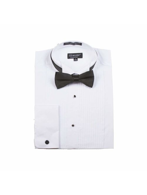 Milani Men's Tuxedo Shirts with French Cuffs and Bow Tie