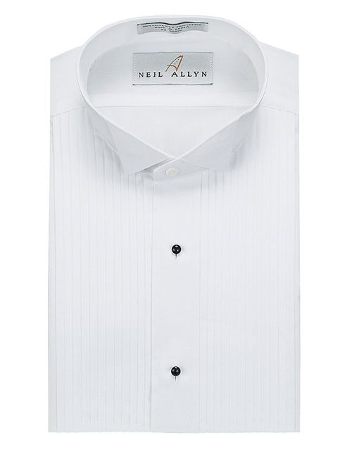 Neil Allyn Men's Tuxedo Shirt Poly/Cotton Wing Collar 1/4 Inch Pleat