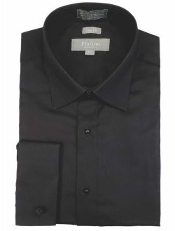 Marquis Platino Men's Textured Slim Fit French Cuff Lay Down Cotton Tuxedo Shirt