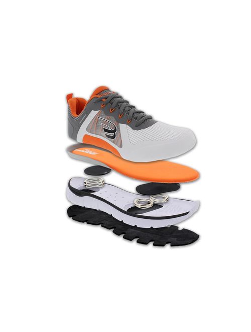 Spira CloudWalker Men's Athletic Walking Shoe with Springs - White / Dark Grey / Orange