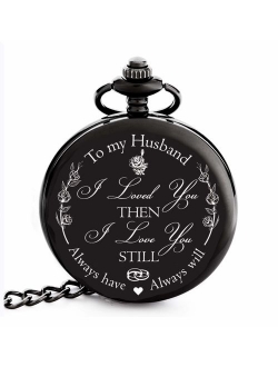 Anniversary Gifts for Men | Engraved 'To my Husband' Pocket Watch | Perfect Gift for Husband from Wife for Valentines / Birthday / Happy Wedding Anniversary!