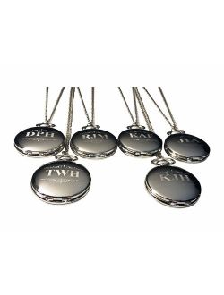 6 Personalized Pocket Watches, Set of 6 Groomsmen Wedding Unique Gifts, Chain, Box and Engraving Included, Comes in 4 Colors
