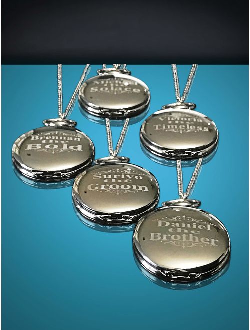 6 Personalized Pocket Watches, Set of 6 Groomsmen Wedding Unique Gifts, Chain, Box and Engraving Included, Comes in 4 Colors
