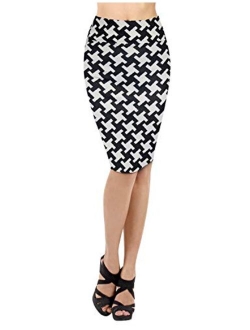 H&C Women's Elastic Waist Stretchy Office Pencil Skirt Made in USA