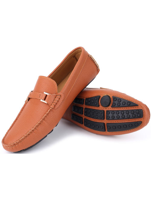 Mio Marino Men's Casually Suave Leather Penny Loafers