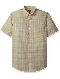 Men's Wrinkle Free Short Sleeve Button Down Check Shirt