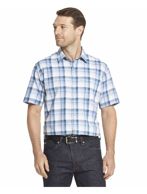 Van Heusen Men's Air Short Sleeve Button Down Plaid Shirt