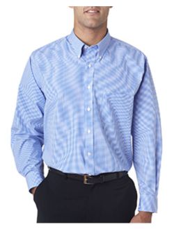 Men's Long-Sleeve Yarn-Dyed Gingham Check - PERIWINKLE - L V0225