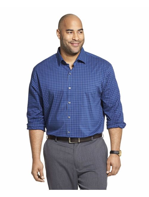 Van Heusen Men's Big and Tall Traveler Stretch Long Sleeve Button Down Blue/White/Purple Shirt