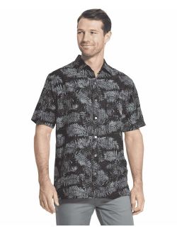 Men's Big and Tall Air Tropical Short Sleeve Button Down Poly Rayon Shirt