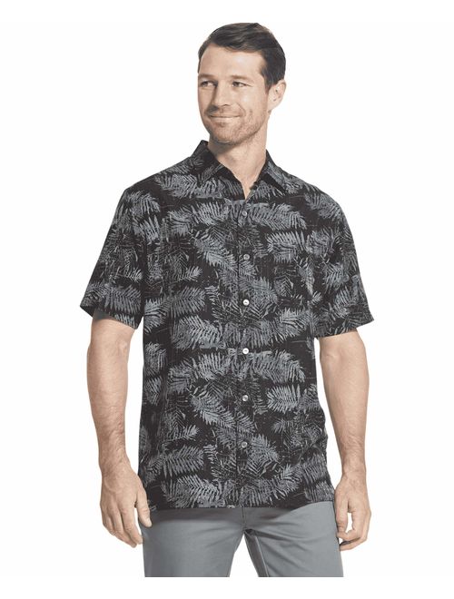 Van Heusen Men's Big and Tall Air Tropical Short Sleeve Button Down Poly Rayon Shirt
