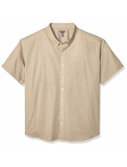 Men's Big and Tall Wrinkle Free Short Sleeve Button Down Check Shirt