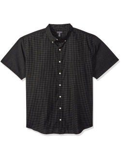 Men's Big and Tall Wrinkle Free Short Sleeve Button Down Check Shirt
