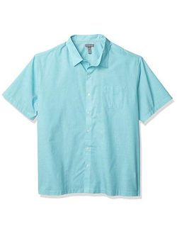Men's Air Short Sleeve Button Down Poly Rayon Grid Shirt