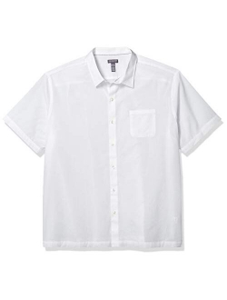 Men's Air Short Sleeve Button Down Poly Rayon Grid Shirt