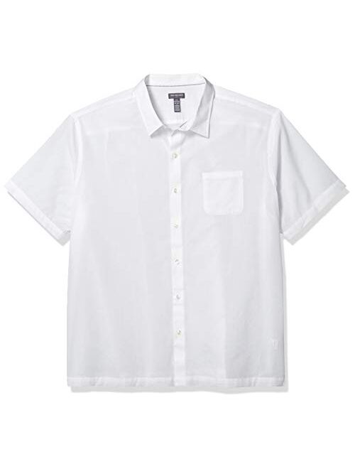 Van Heusen Men's Air Short Sleeve Button Down Poly Rayon Grid Shirt
