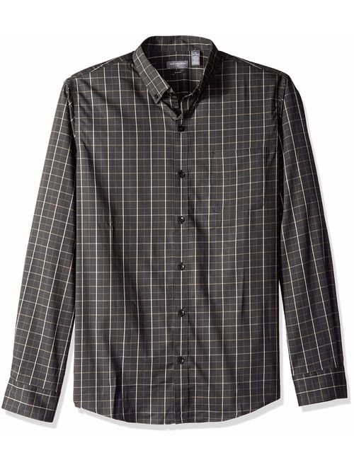 Van Heusen Men's Slim Fit Flex Long Sleeve Button Down Stretch Windowpane Shirt