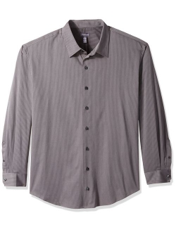 Men's Big and Tall Sateen Stripe Easy Care Long Sleeve Shirt