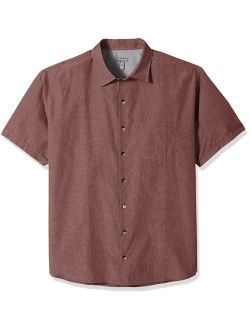 Men's Big and Tall Air Short Sleeve Button Down Solid Shirt