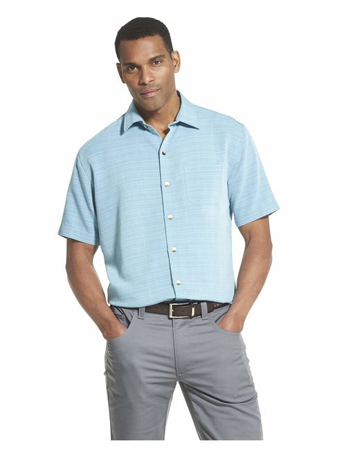 Van Heusen Men's Big and Tall Air Short Sleeve Button Down Grid Shirt