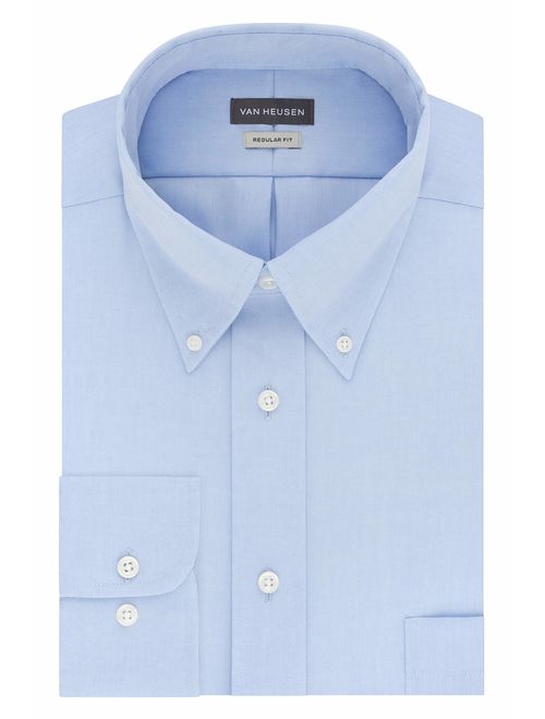 Van Heusen Men's Light Blue Dress Shirt Regular Fit Non Iron Solid