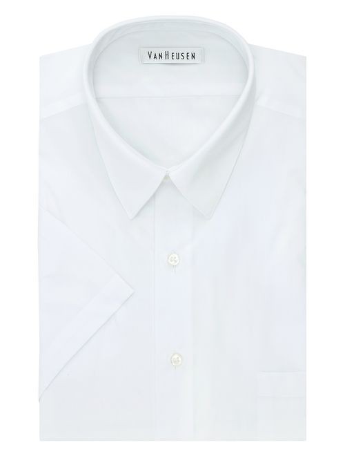 Van Heusen Men's BIG FIT Short Sleeve Dress Shirts Poplin Solid (Big and Tall)