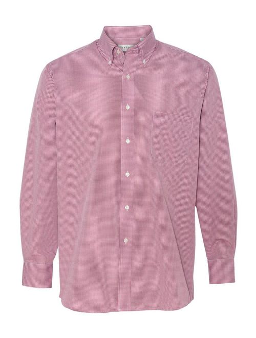 Van Heusen Men's Long-Sleeve Yarn-Dyed Gingham Check - RED HENNA - 3XL V0225