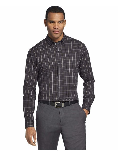 Van Heusen Men's Flex Long Sleeve Button Down Stretch Windowpane Shirt