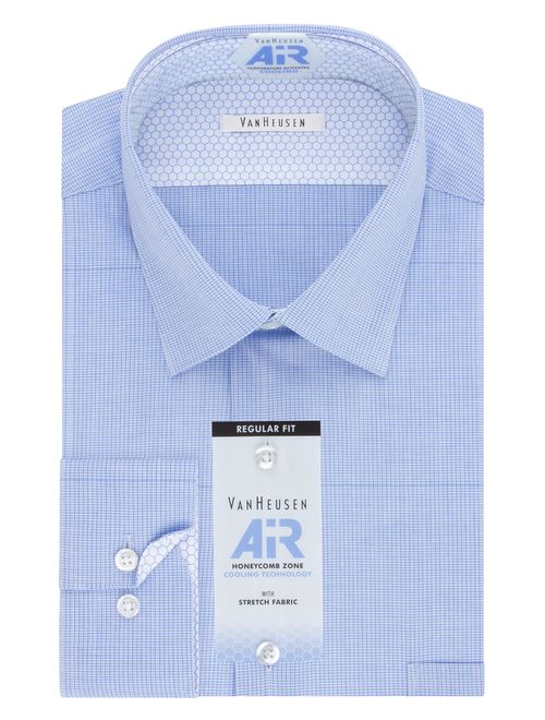 Van Heusen Men's Air Regular Fit Micro Check Spread Collar Dress Shirt