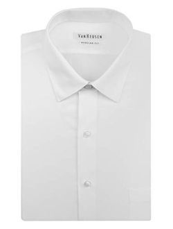 Men's Herringbone Regular Fit Solid Spread Collar Dress Shirt
