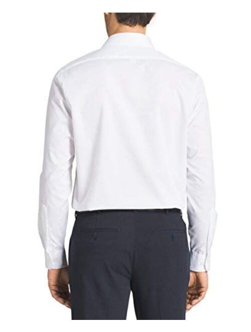 Van Heusen Men's Herringbone Regular Fit Solid Spread Collar Dress Shirt