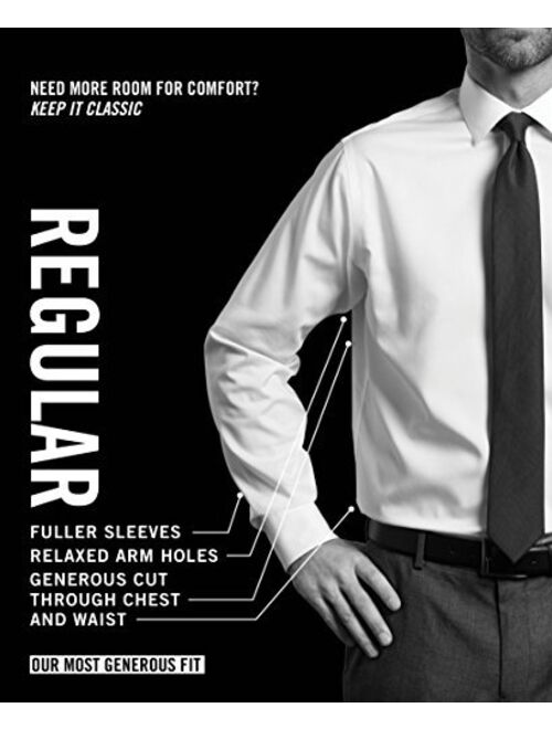 Van Heusen Men's Herringbone Regular Fit Solid Spread Collar Dress Shirt