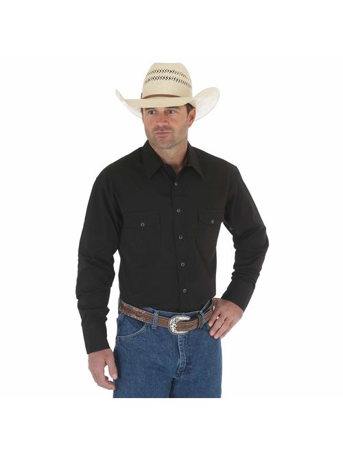Wrangler Men's Sport Western Basic Two Pocket Long Sleeve Snap Shirt