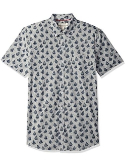 Amazon Brand - Goodthreads Men's Slim-Fit Short-Sleeve Printed Poplin Shirt