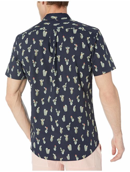 Amazon Brand - Goodthreads Men's Standard-Fit Short-Sleeve Printed Poplin Shirt