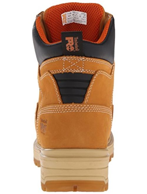 timberland pro men's 6 inch resistor comp toe wp ins work boot, wheat tumbled full grain leather, 15 w us