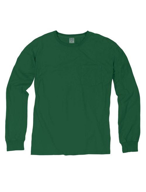 Hanes Mens ComfortWash Garment Dyed Long Sleeve Pocket Tee (GDH250 GRTDYE)