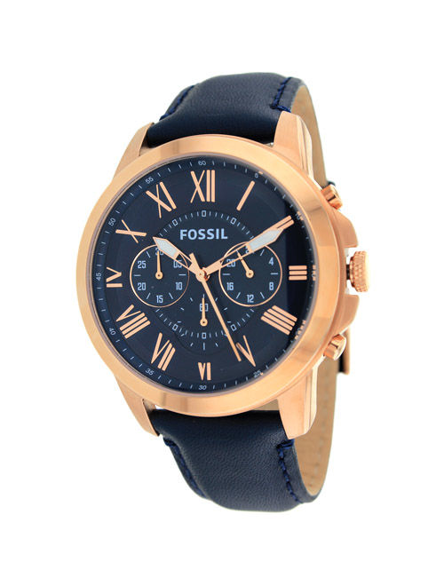 Fossil Men's Grant Multi-Function Navy Leather Watch FS4835