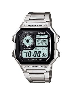 Men's World Time Watch, Stainless-Steel Bracelet