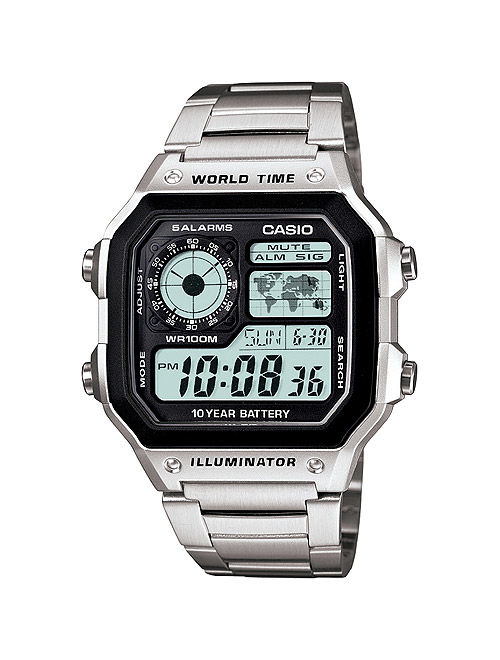 Casio Men's World Time Watch, Stainless-Steel Bracelet