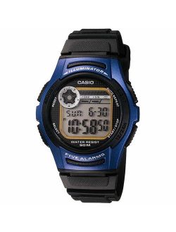 Men's Blue Digital Sport Watch, Black Resin Strap
