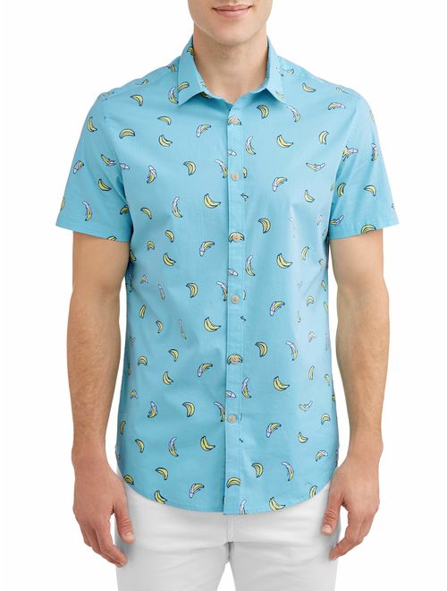 George Young Men's Short Sleeve Printed Shirt, up to Size 3XL