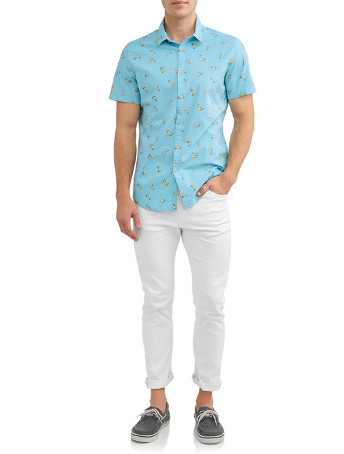 George Young Men's Short Sleeve Printed Shirt, up to Size 3XL