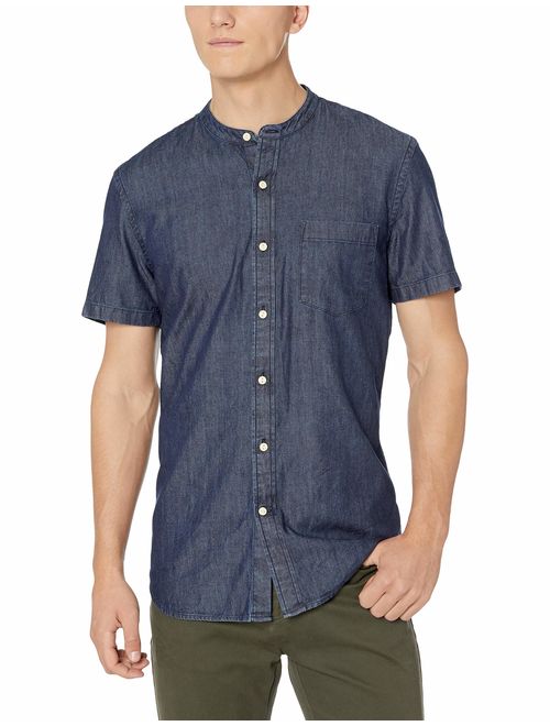 Amazon Brand - Goodthreads Men's Standard-Fit Short-Sleeve Band-Collar Denim Shirt