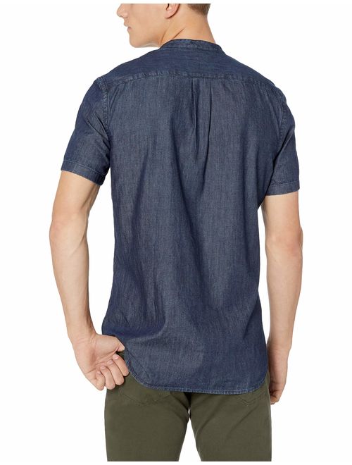 Goodthreads Men's XL  Standard-Fit Short-Sleeve Band-Collar Denim Amazon Brand 