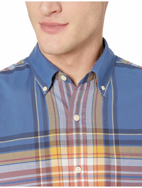 Amazon Brand - Goodthreads Men's Slim-Fit Short-Sleeve Lightweight Madras Plaid Shirt
