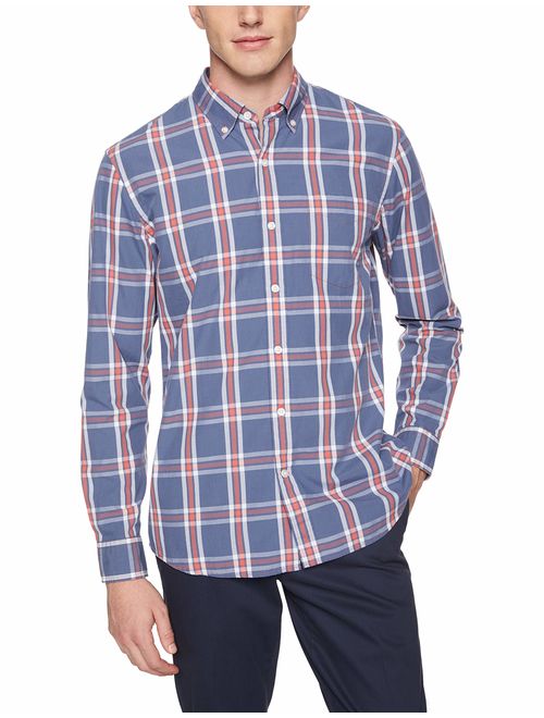 Amazon Brand - Goodthreads Men's Standard-Fit Long-Sleeve Plaid Poplin Shirt with Button-Down Collar