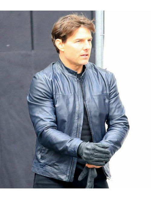 Tom Cruise Leather Jacket Causal Biker Vintage Genuine Leather Jacket for Men