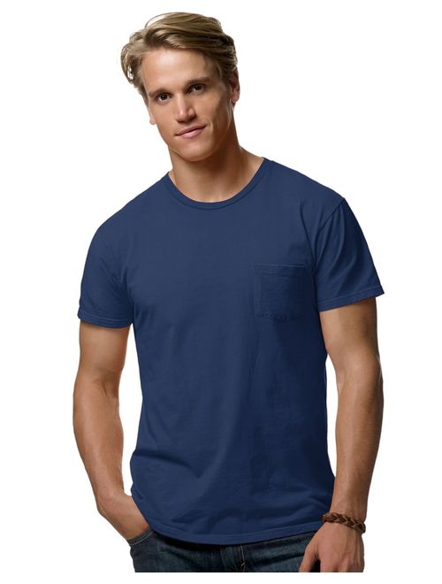Hanes Mens Ringspun Cotton Nano-T T-Shirt with Pocket (498P)