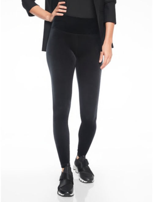 NEW Athleta Womens Chaturanga Soft Velvet Tights Pants Black M 8 XL16 $89 NWT